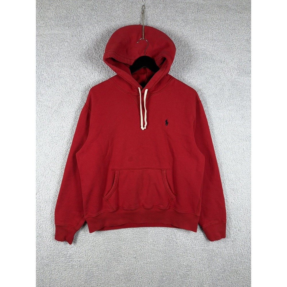 Polo‎ Ralph Lauren Red Drawstring Hoodie Pullover Sweatshirt Mens Size L